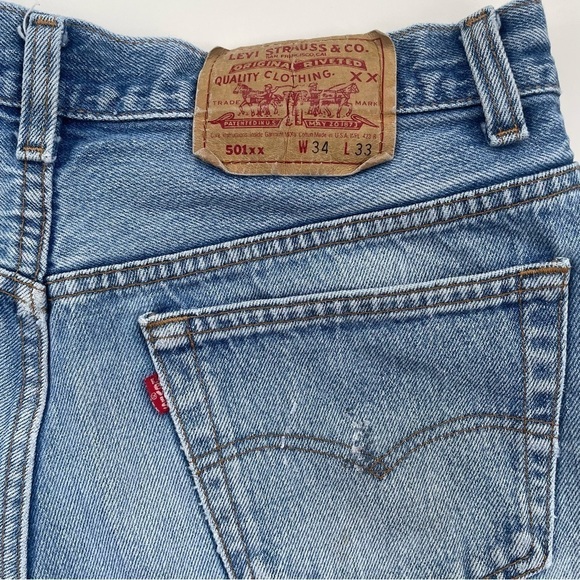Levi's 501xx Destroyed Distressed High Rise Denim Shorts Size 34* (Size 10/12*) - Picture 4 of 8